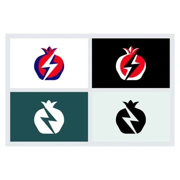 Pomegranate Lightning Bolt Vector Logo Design Stock-Illustration