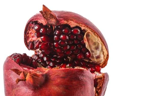 Pomegranate macro on the white background Stock Photos