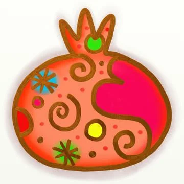 Pomegranate Paint Doodle Stock-Illustration
