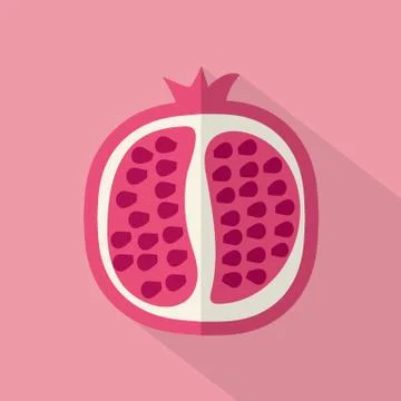 Pomegranate Part Flat Design Vector Illustration Illustrazione stock