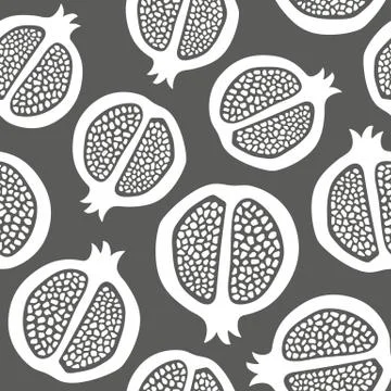 Pomegranate pattern design. Vector fruit seamless repeat. Illustrazione stock