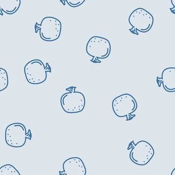 Pomegranate red line vector seamless pattern Stock Illustration