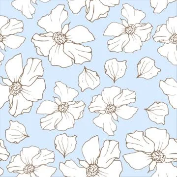 Pomegranate seamless pattern. Floral vector repeat background on blue. Floral Stock Illustration