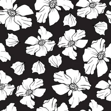Pomegranate seamless pattern. Floral vector repeat background on black. Floral 스톡 일러스트