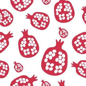 Pomegranate seamless pattern. Garnet logo for print and web. Vector illustrat Stock Illustration