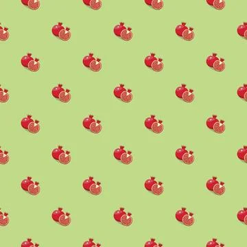 Pomegranate seamless pattern. Vegan organic eco fruit background. vector il.. Stock Illustration