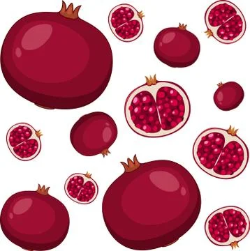 Pomegranate seamless pattern on white background Stock Illustration