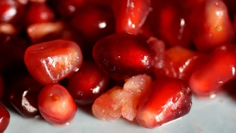 Pomegranate seeds, close up Stock Footage 77344458