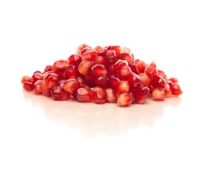 Pomegranate Seeds With Reflection Stock-Fotos