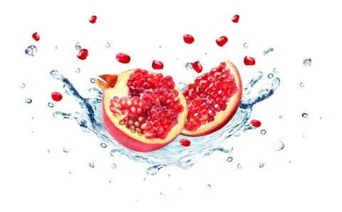 Pomegranate splash Stock Photos