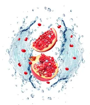 Pomegranate splash Stock Photos