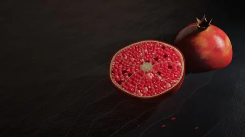 Pomegranate Split Open Ruby Arils Seamless Loop Stock Footage 346936127