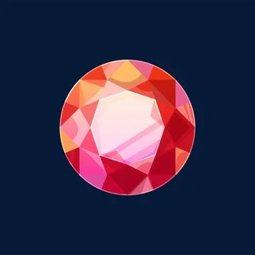 Pomegranate stone, fire opal ruby gem isolated Stock Illustration