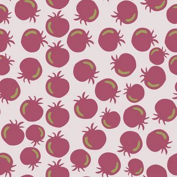 Pomegranate summer seamless pattern in doodle style Stock Illustration