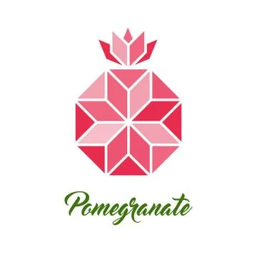 Pomegranate, vector geometric illustration. Stock Illustration