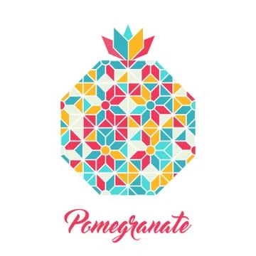 Pomegranate, vector geometric illustration. Illustrazione stock