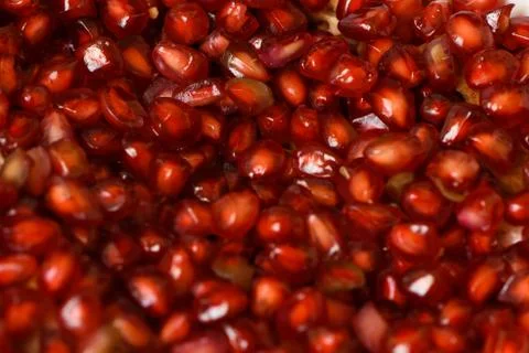 Pomegranate in white glass cup red closeup Stock Photos