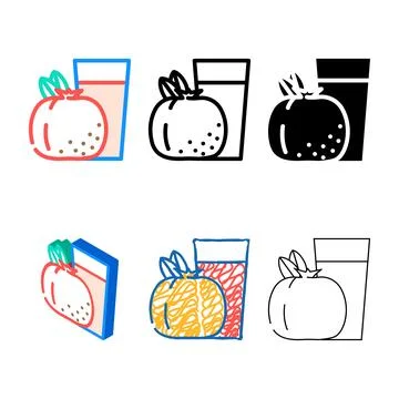 Pomegranate whole slice red cut stylized color icon vector Stock Illustration