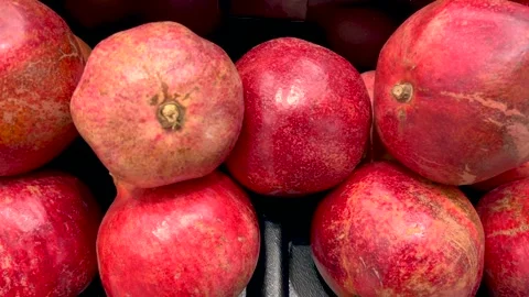 Pomegranates displayed at the grocery store. Stock Footage 288729304