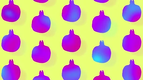 Pomegranates pattern in vibrant gradient holographic neon colors. Concept art Stock Footage 167486209