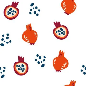 Pomegranates seamless pattern. bright and juicy pomegranate fruits. Abstract  Stock Illustration