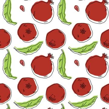 Pomegranates seamless pattern on white backdrop stock vector illustration Stock Illustration