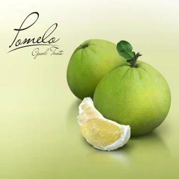 Pomelo on green solid background Stock Photos