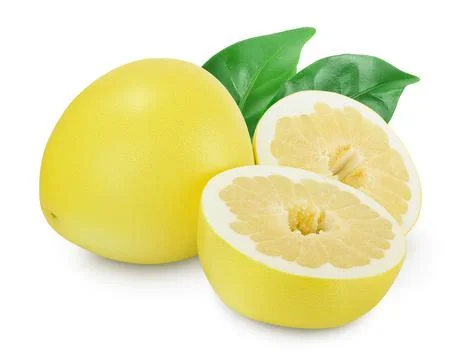 Pomelo with half isolated on white background with clipping path and full depth Stock Photos