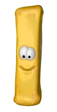 Pommes frites with comic face - 3d illustration Stock Illustration