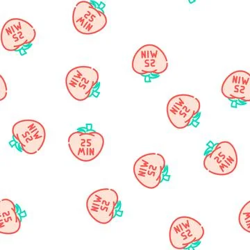 Pomodoro system vector seamless pattern Stock Illustration