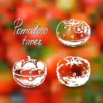 Pomodoro timer ink hand drawn illustration Stock Illustration