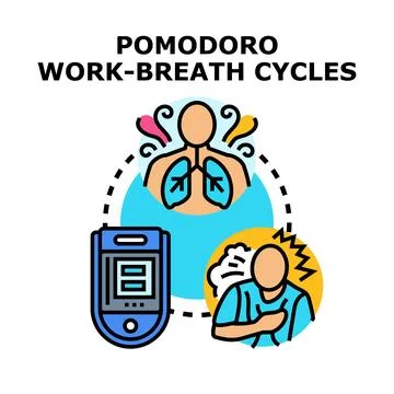 Pomodoro work breath cycles for time management and productivity Illustrazione stock