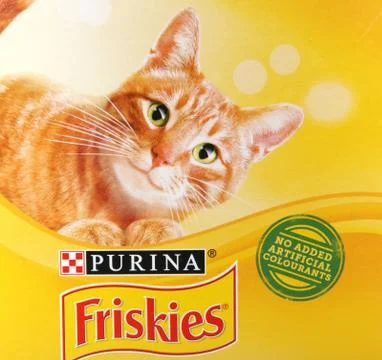 Pomorie, Bulgaria - January 05, 2020: Friskies is a brand of wet and dry cat  Stock Photos