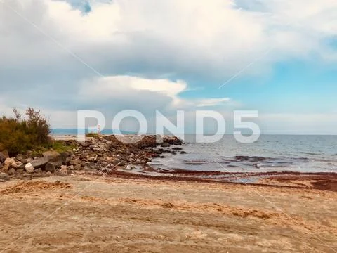 Pomorie, Bulgaria - June 05, 2018: View of the people spending time on the be Stock Photos