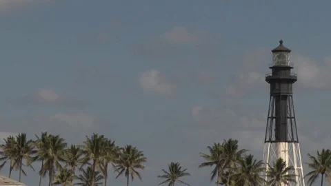 Pompano Beach Lighthouse Close Up Frame Right Afternoon Stock Footage 76757500