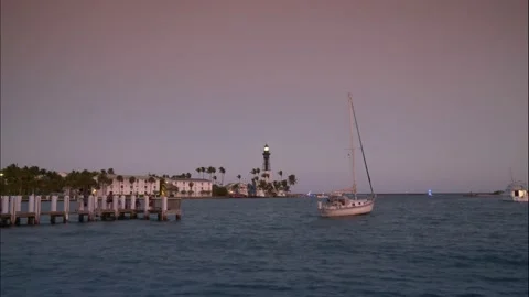 Pompano Beach Lighthouse Twilight Time Lapse Stock Footage 200843522