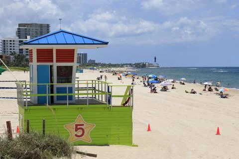 Pompano Beach View Looking North from Pier on a Sunny Day Stock Photos
