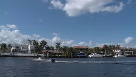 Pompano Inlet Boat Passing Stock Footage 76743694