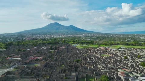 Pompeii and Mount Vesuvius from a drone, Naples, Campania, Italy Stock Footage 294930699