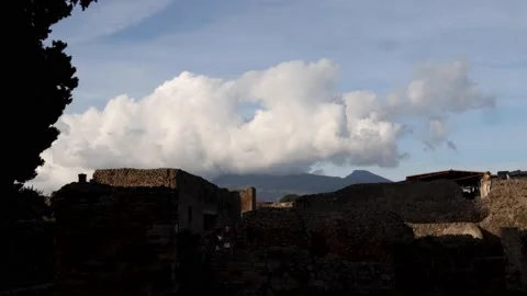 Pompeii Timelapse Clouds and Structure Stock Footage 229315923