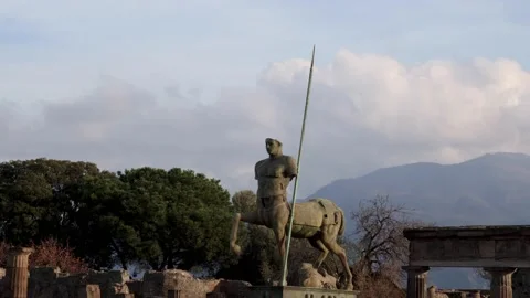 Pompeii timelapse of the Statue of Centaur Stock Footage 229311945