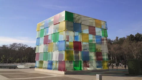 The Pompidou Centre, the museum of modern arts located in central Malaga Stock Footage 255374518