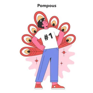 Pompous character concept. Flat vector illustration. Stock Illustration