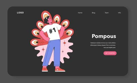 Pompous character concept. Flat vector illustration. Stock Illustration