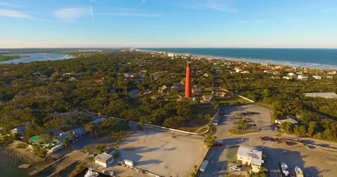 Ponce de Leon Inlet Lighthouse, Ponce Inlet, Florida, USA Stock Footage 218570219