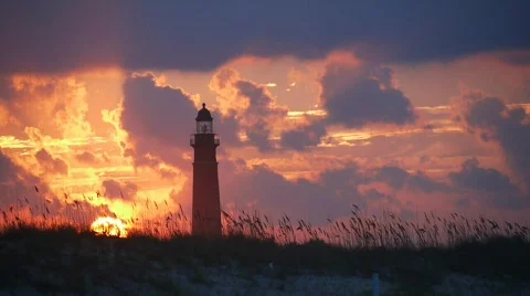 Ponce Inlet Lighthouse at Sunset 库存影片 837053