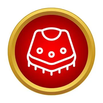 Poncho outline icon inside a red circle with gold border Illustrazione stock