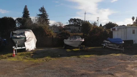 Pond 4k oldboatyard Video stock 130149711