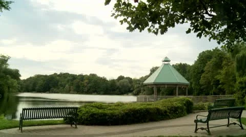 Pond and Gazebo Video stock 8970497