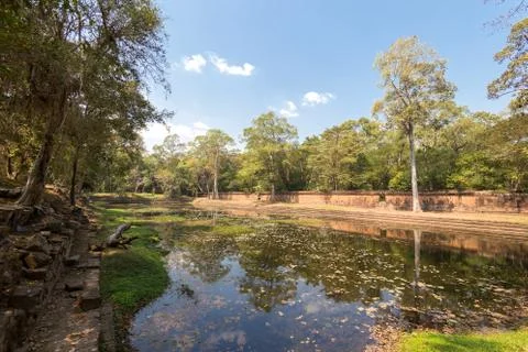 Pond in Angkor Wat temple complex, Siem Reap, Cambodia Stock Photos